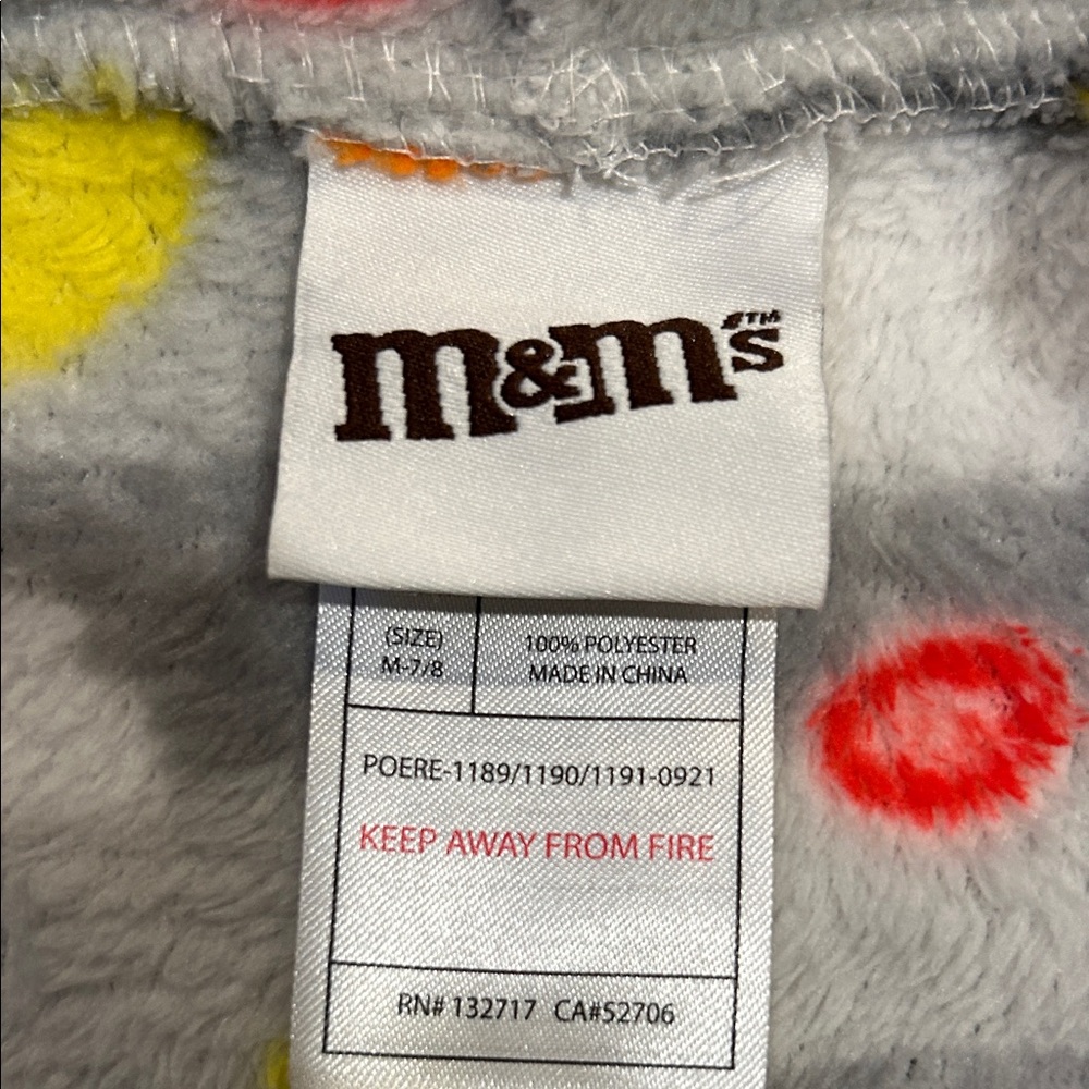 M&M Gray Hooded Kid’s Robe with M&M Pattern - Picture 2 of 10